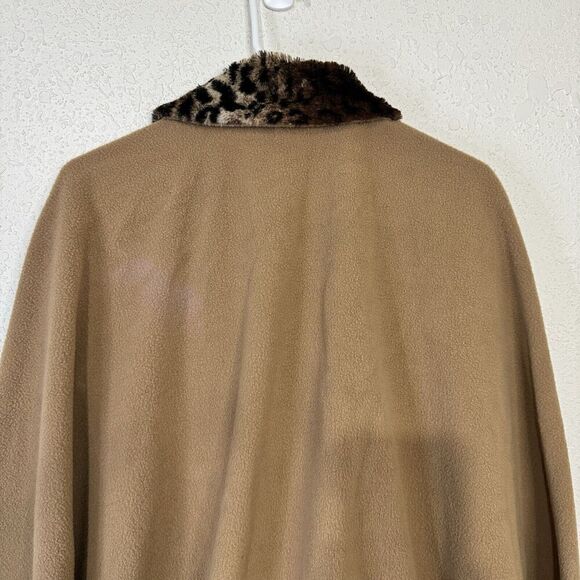 Le Moda Cape Woman One Size Brown Front‎ Zip Faux Fur Trim Collar - Picture 7 of 9